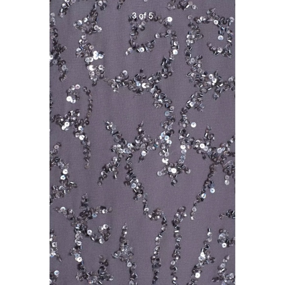 NEW Aidan Mattox Cold Shoulder Embellished‎ Shift Dress Gunmetal [SZ 8 ] - Picture 5 of 6